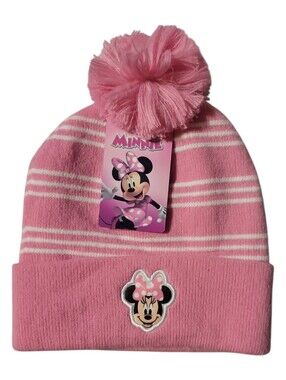 NWT Knit Cap Hat Disney Pink Minnie Mouse Berkshire Fashions Beanie Pom Pom